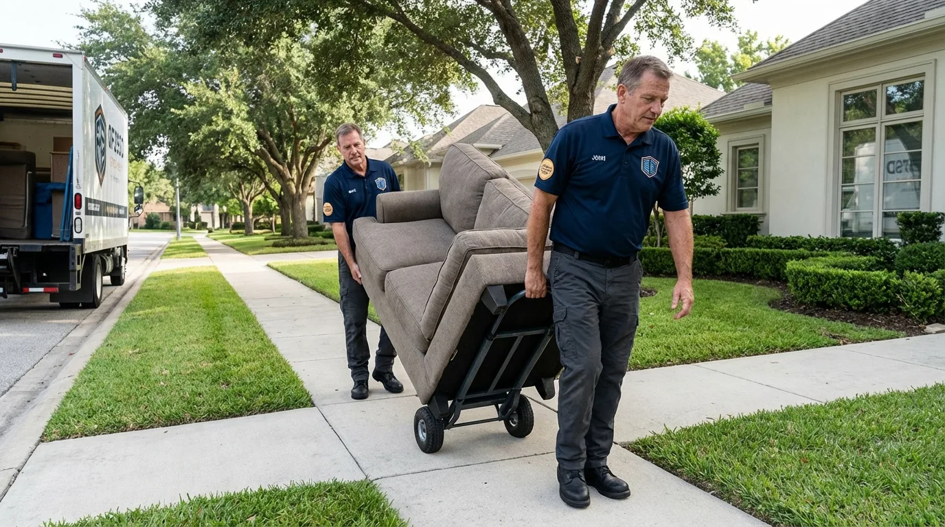Local residential moving crew loading furniture in Colchester, IL